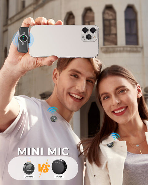 【New In】Grenaro Wireless Mic For YouTuber With Charging Case, Noise Reduction Mode, Reverberation Function, One-button Mute, Dual microphones, Digital Display Function