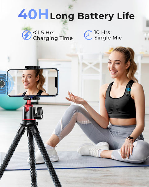 【New In】Grenaro Wireless Mic For YouTuber With Charging Case, Noise Reduction Mode, Reverberation Function, One-button Mute, Dual microphones, Digital Display Function