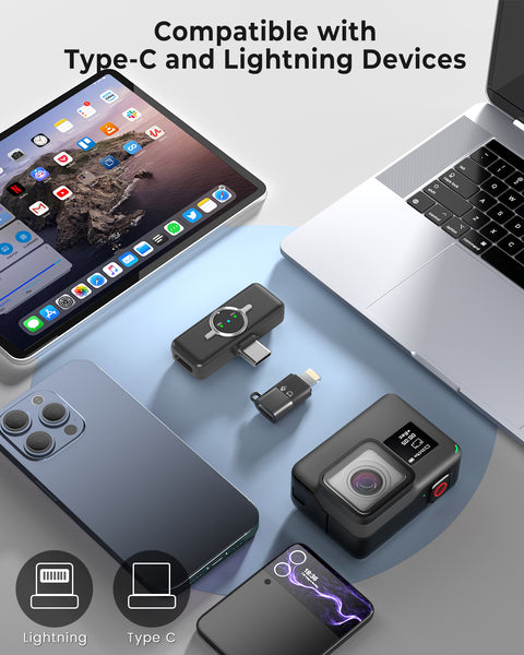 【New In】Grenaro Wireless Mic For YouTuber With Charging Case, Noise Reduction Mode, Reverberation Function, One-button Mute, Dual microphones, Digital Display Function