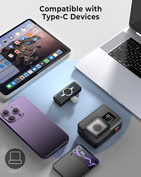 [2026 New In]Mini Wireless Mic  For YouTuber With 40H Charging Case, 3-Level Noise Reduction Mode, Reverberation Function, One-button Mute, Dual Microphones, Digital Display Function