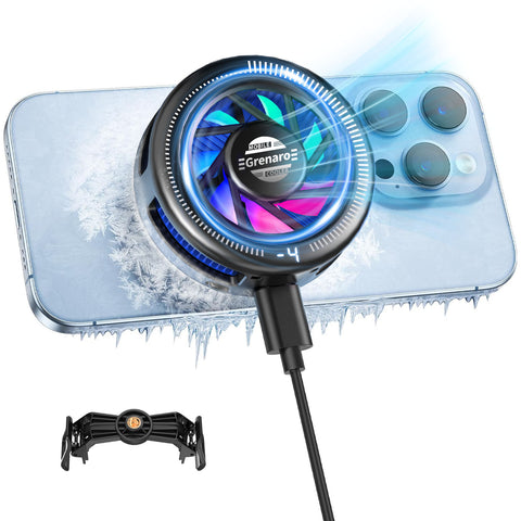 GRENARO Magnetic Phone Cooler for Gaming, Smart AI/L1/L2 Mode for Temperature Control, 10W Freeze Cooling, Cooling Fan for Mobile with Enhanced Refrigeration Chip, Perfect for Long Gaming Session