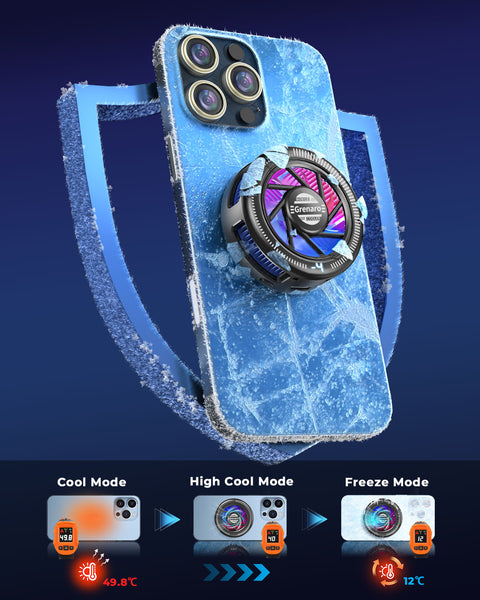GRENARO Magnetic Phone Cooler for Gaming, Smart AI/L1/L2 Mode for Temperature Control, 10W Freeze Cooling, Cooling Fan for Mobile with Enhanced Refrigeration Chip, Perfect for Long Gaming Session