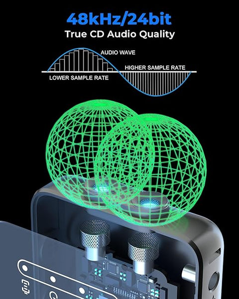 GRENARO P12 Wireless Mic for Youtubers, Noise-Cancelling Mic for YouTube Content Creation, Plug & Play Wireless Microphone Compatible with Cameras/Smartphones (Performance Version)