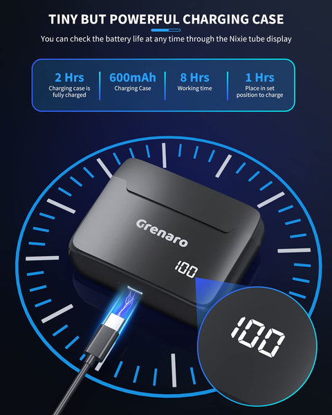 Grenaro S13 Wireless Mic For YouTuber With Charging Case, 3-level Noise Reduction, Reverberation Function, One-button Mute, Dual Microphones, Digital Display Function