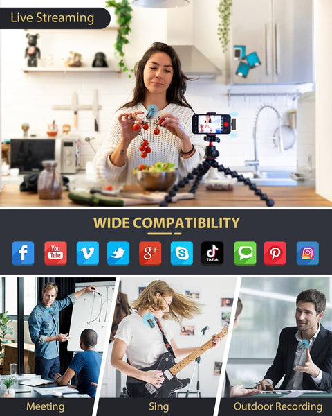 Grenaro Wireless Mic For YouTuber With Charging Case, Noise Reduction Mode, Reverberation Function, One-button Mute, Single Microphone, Digital Display Function