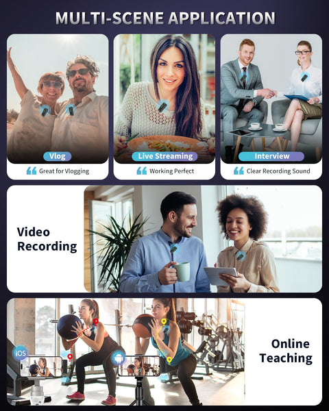 Grenaro Wireless Mic For YouTuber With Charging Case, Noise Reduction Mode, Reverberation Function, One-button Mute, Dual microphones, Digital Display Function