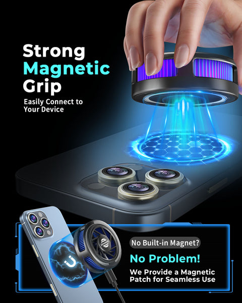 GRENARO Magnetic Phone Cooler for Gaming, Smart AI/L1/L2 Mode for Temperature Control, 10W Freeze Cooling, Cooling Fan for Mobile with Enhanced Refrigeration Chip, Perfect for Long Gaming Session