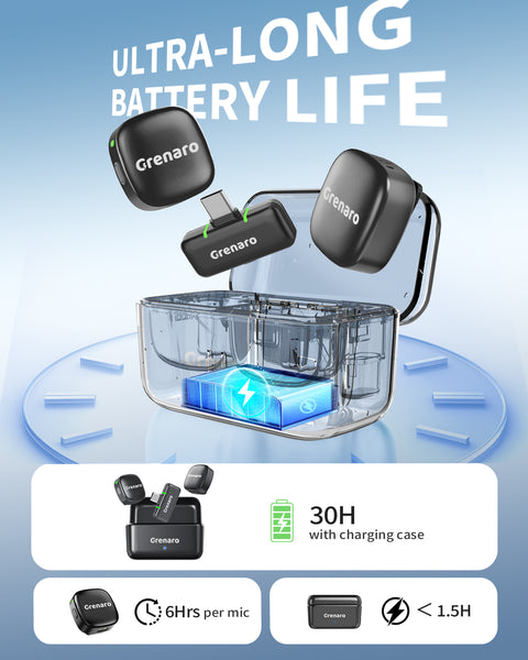 [2026 New In] P13 Wireless Mic  For YouTuber With 40H Charging Case, 3-Level Noise Reduction Mode, Reverberation Function, One-button Mute, Dual Microphones, Digital Display Function